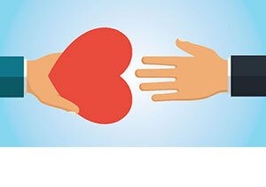 Illustration of hands and hold heart